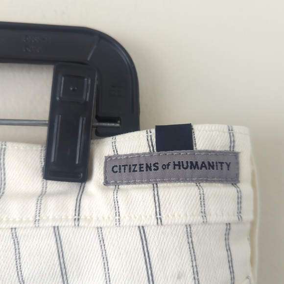 Citizens of humanity racket crop in cream straight highrise skinny jeans size 32 - Picture 7 of 10